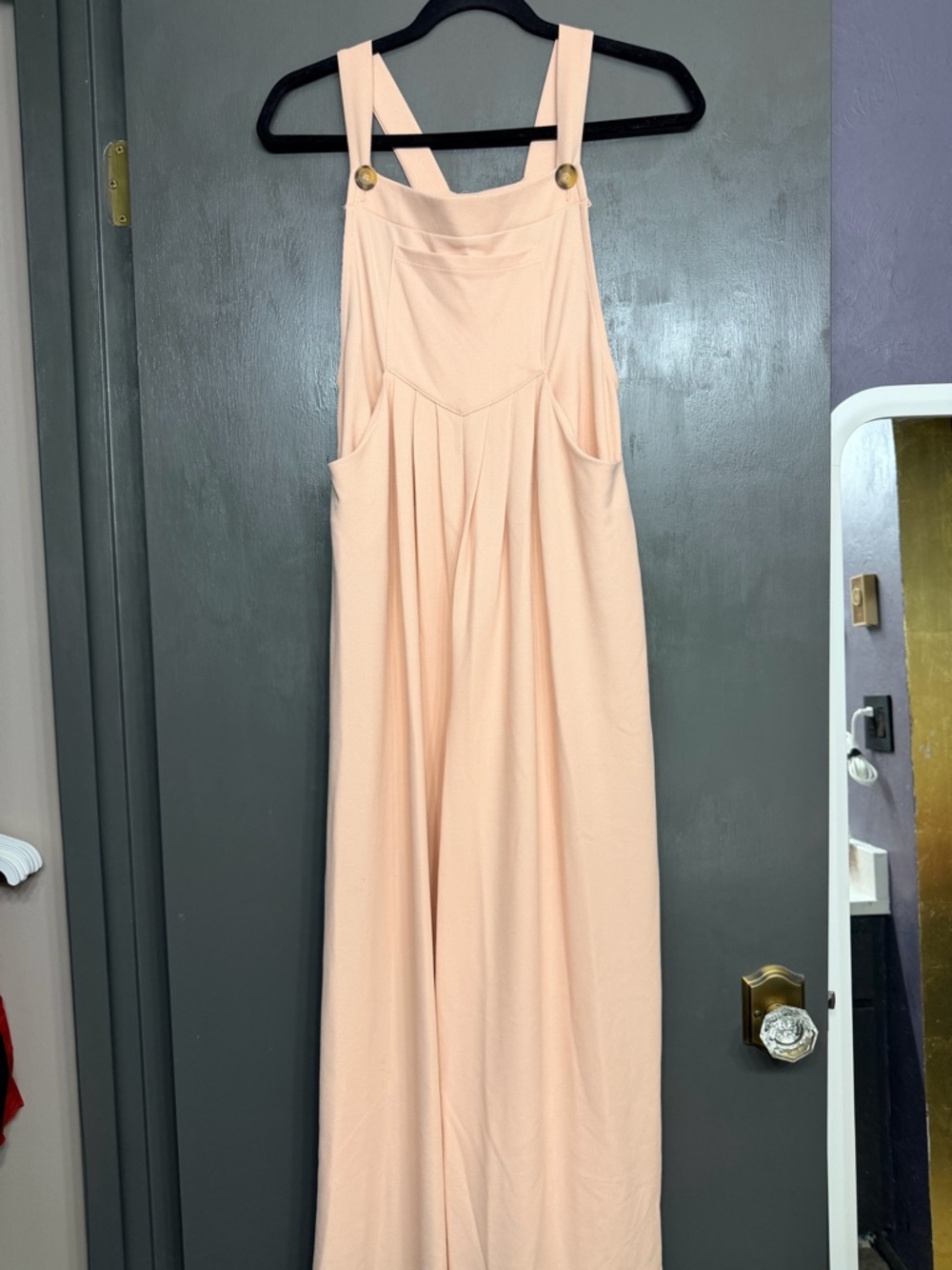 Double Zero Peach Pinafore overalls with Adjustable Straps